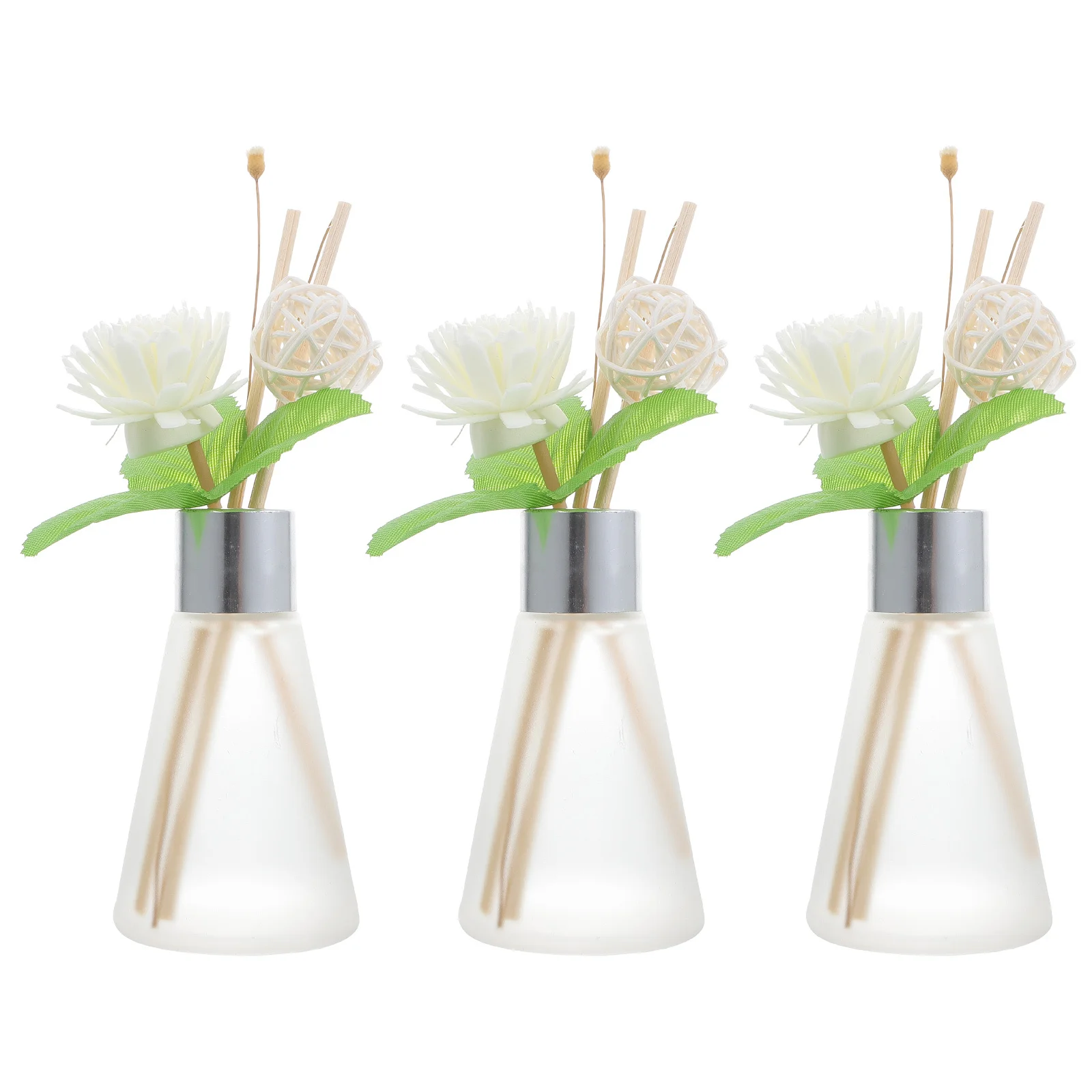 3개입 건조 꽃 리드 디퓨저 병 유리 아로마테라피 꽃병 홈 데코 에센셜 오일 디퓨저 데스크탑 장식 아로마