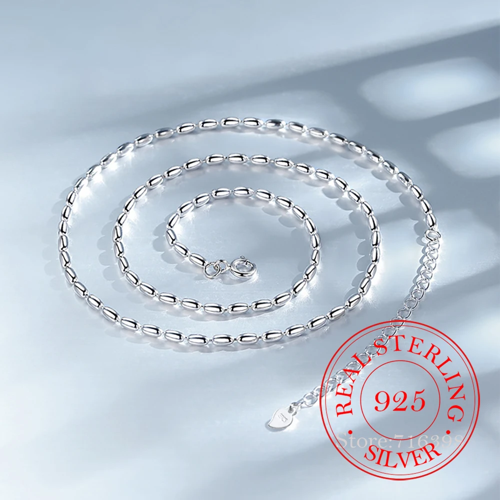 Real Money 925 Sterling Silver Women's Chain Necklace Korean