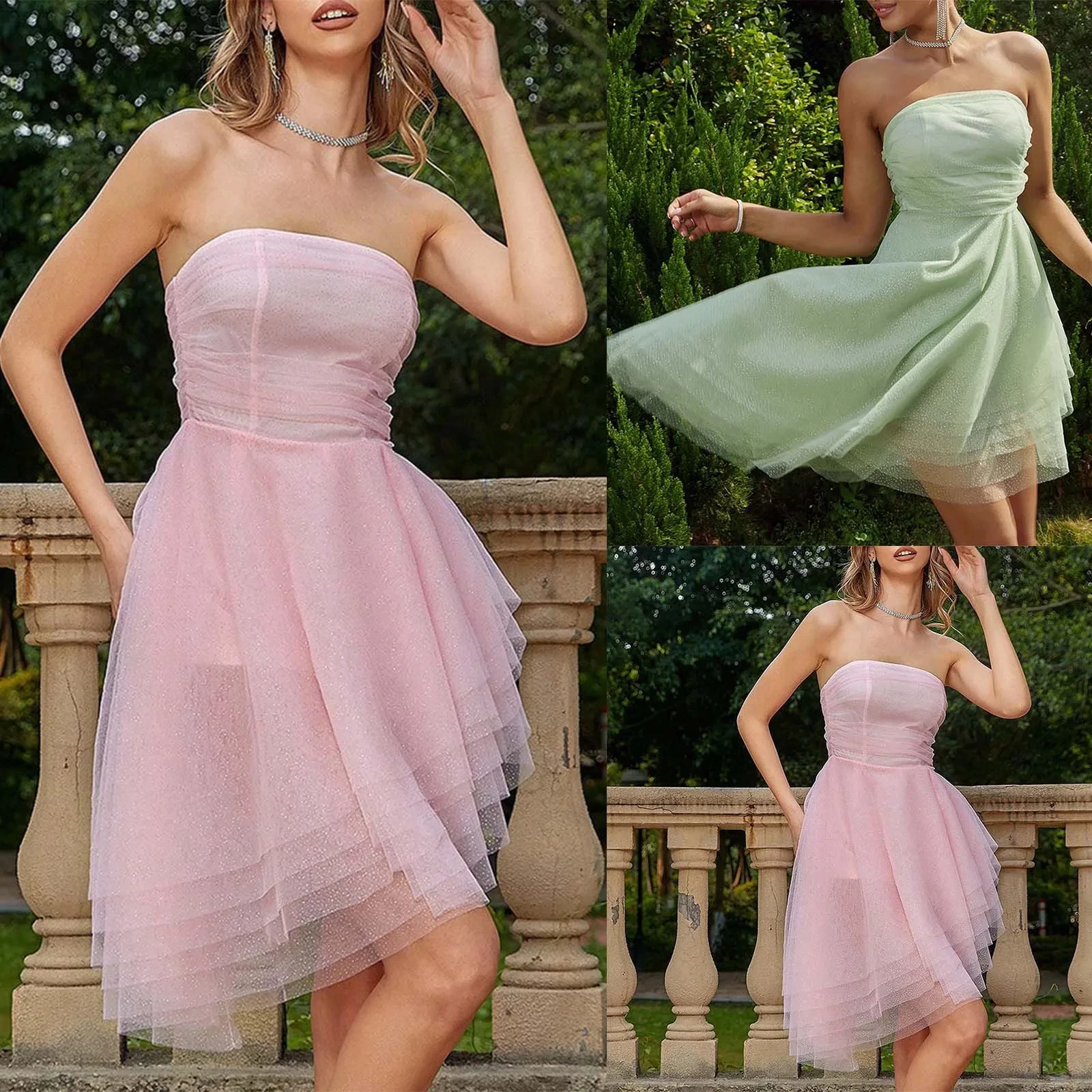 

Modern Style Mini A-line Evening Dresses For Women Saudi Arabric Pleat Strapless Tulle Backless Sleeveless Mode To Order