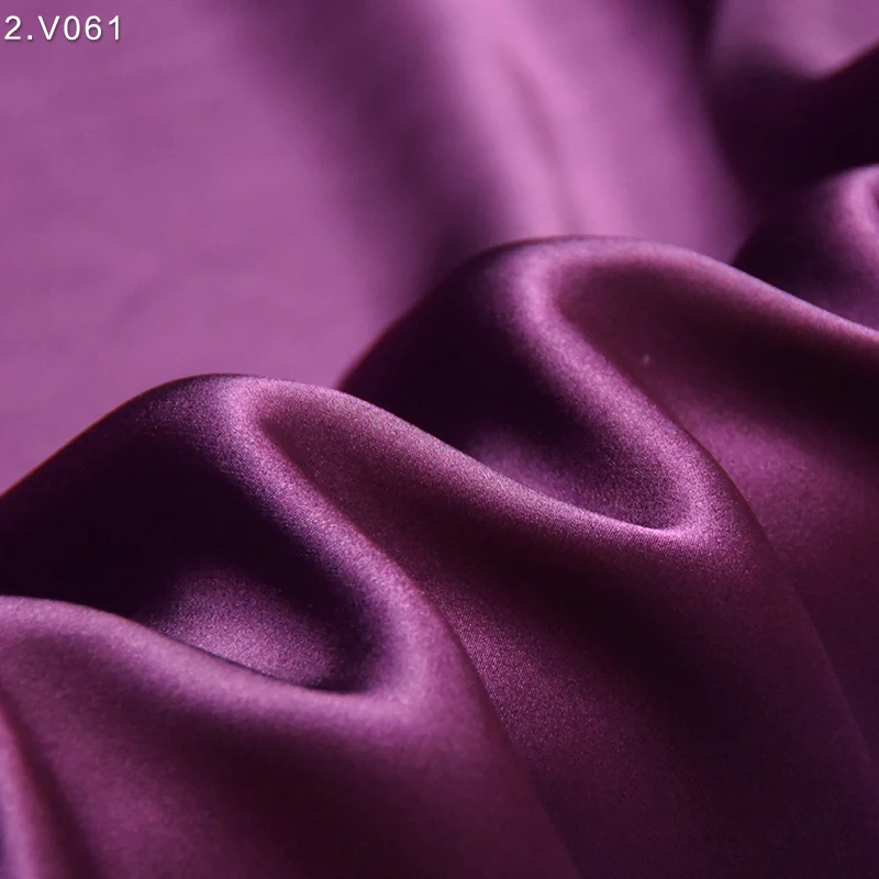 19mm HYSK 100% pure silk satin fabric plain dye bridal woven raw silk duchness stocks washable multicolor mauve purple for dress sewing fabric