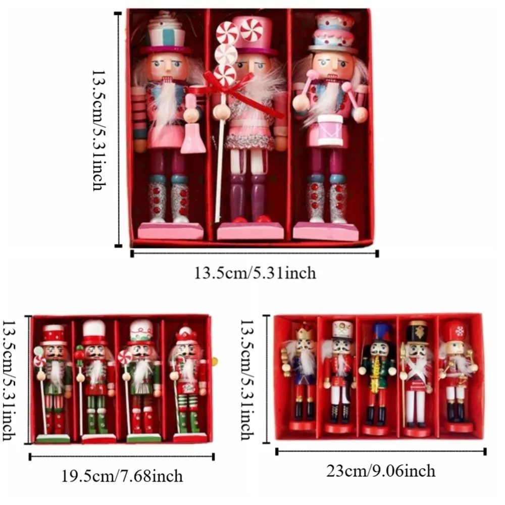 3/4/5Pcs Portable Figurines Nutcracker Puppet Painted Creative Soldier Puppet Pendant Colorful Nutcracker Doll Gifts