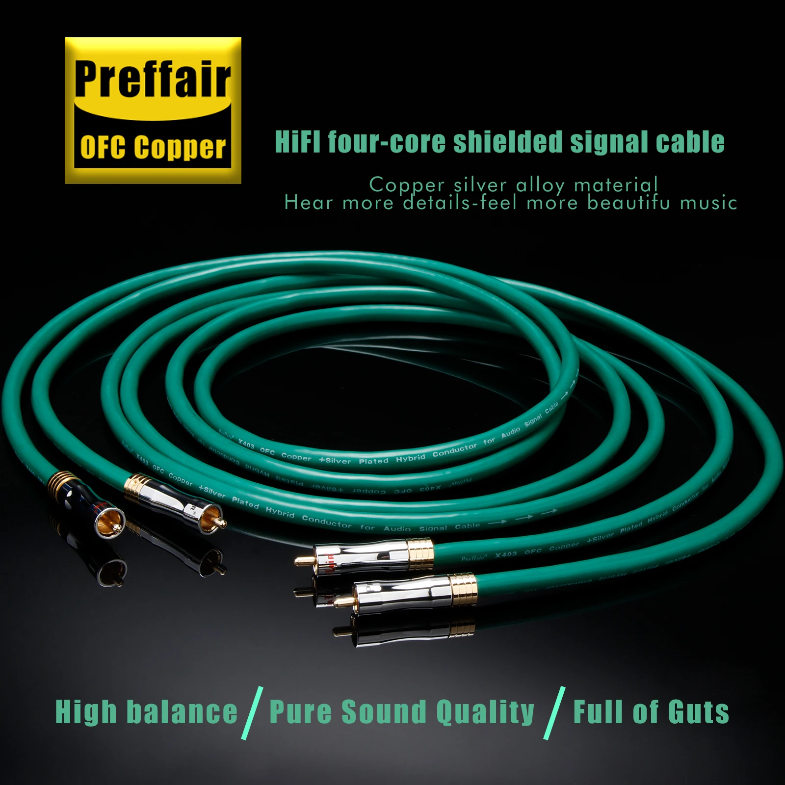 Senza Marca Cavo Audio RCA Placcato Oro 6N OFC - 2 Metri, Connessione 1:1 Per Impianti Hi-Fi Network Numeron