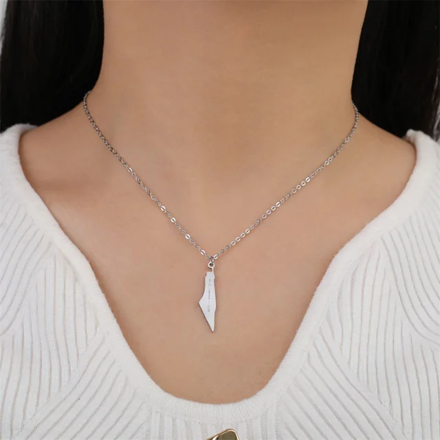 My Shape Palestine Map Pendant Necklaces for Women Men Gifts Palestinians Ethnic Map Choker Neck Chain Stainless Steel Jewelry 4