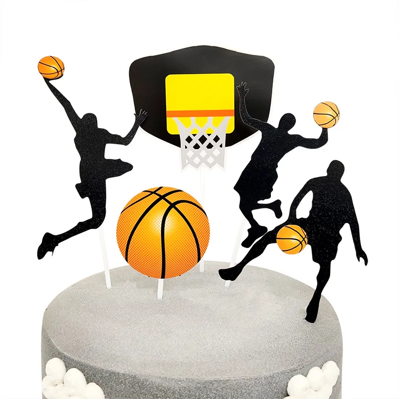 1 set Basketball Happy Birthday Cake Topper Football Theme Sports Boy Kids Birthday Cake Topper For Baby Shower Party Decoration