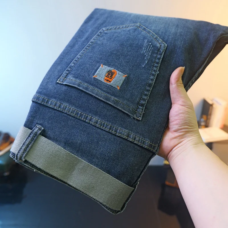 Embroidered Jeans Men's 2023 New Fall/Winter Slim All-Matching Fashion Skinny Stretch Pants Men's Clothing Men's Pants