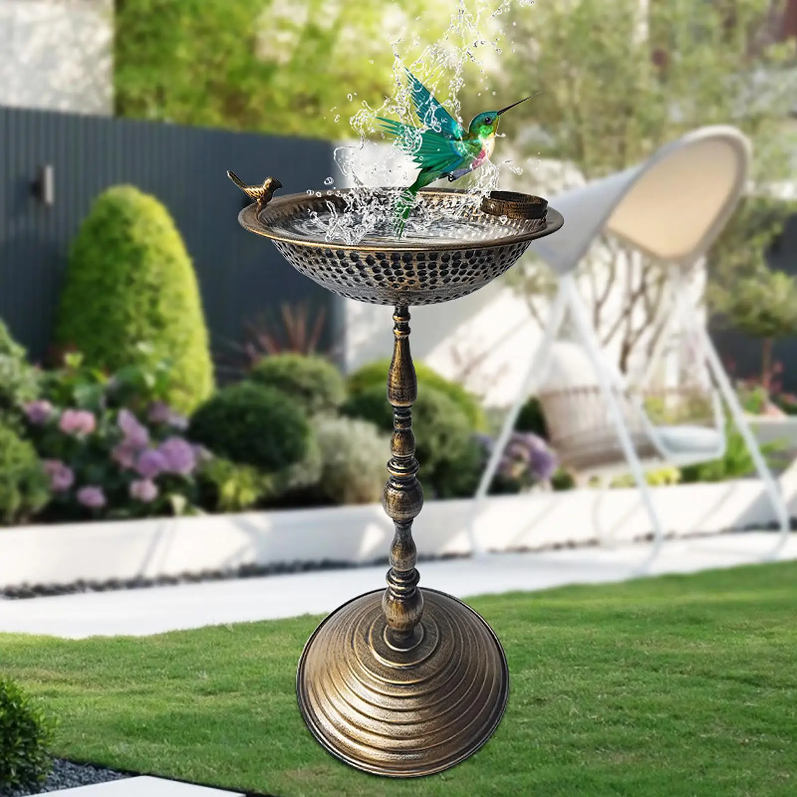 Garden Bird Bath Yard Decor Round Base Design Birdfeeder for Lawn Yards Outdoors Garden Bird Bath Yard Decor Round Base Design Birdfeeder for Lawn Yards Outdoors