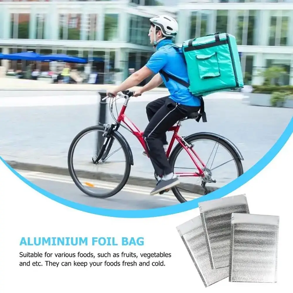 50Pcs/Pack Ice Cold Warm Aluminum Foil Bag Food Thermal Drink Storage Insulation Bag Delivery Carrier with Closure Cooler Bag 4