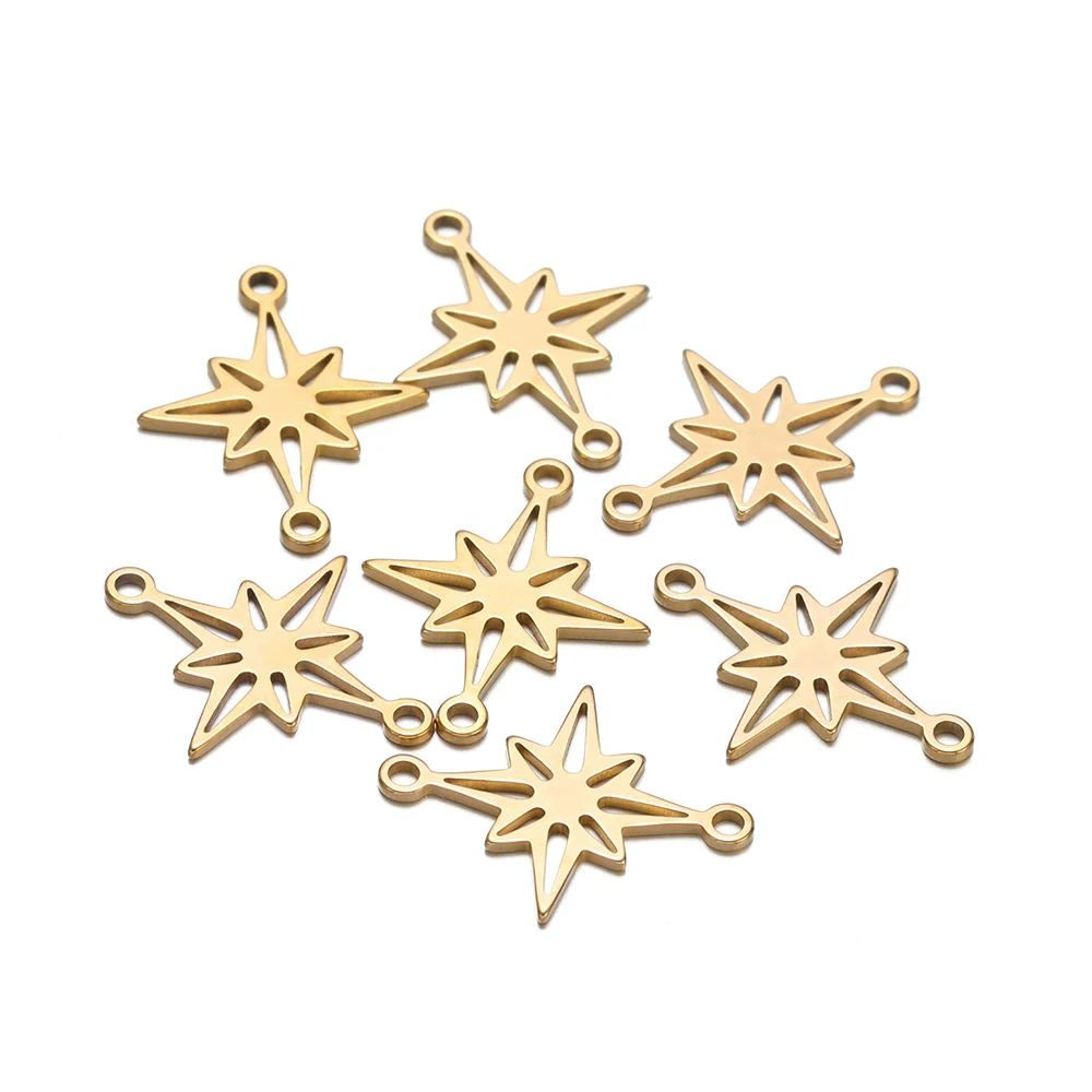 20 Stück Edelstahl Winter Schneeflocke Stern Charms Verbinder für DIY Schmuck Halsketten Armbänder Zubehör Basteln