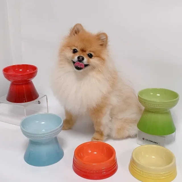 Ceramic colored cat bowl Pet bowl Cat bowl High foot protection Large diameter Large size cannot be turned over Ceramic colored cat bowl Pet bowl Cat bowl High foot protection Large diameter Large size cannot be turned over