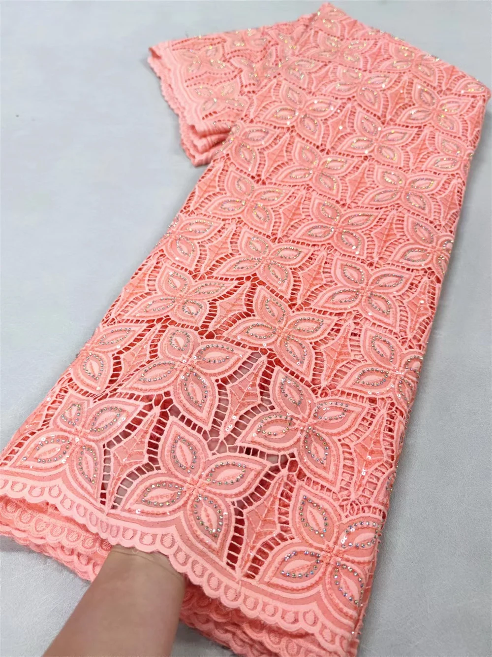 African Lace Fabric chiffon Swiss Voile Lace With Stones Nigerian Tulle Sequined Dubai Style 5Yards