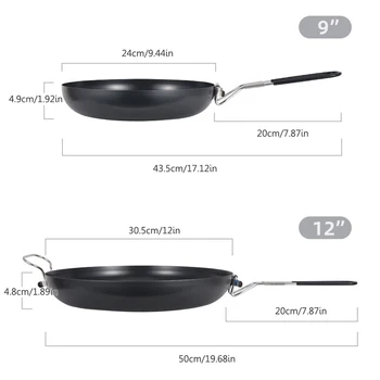 Nonstick Frying Pan Outdoor Camping Cookware Foldable Shovel Ladle Frypan with Scratch-resistant Coating Pot for Hiking Picnic 6