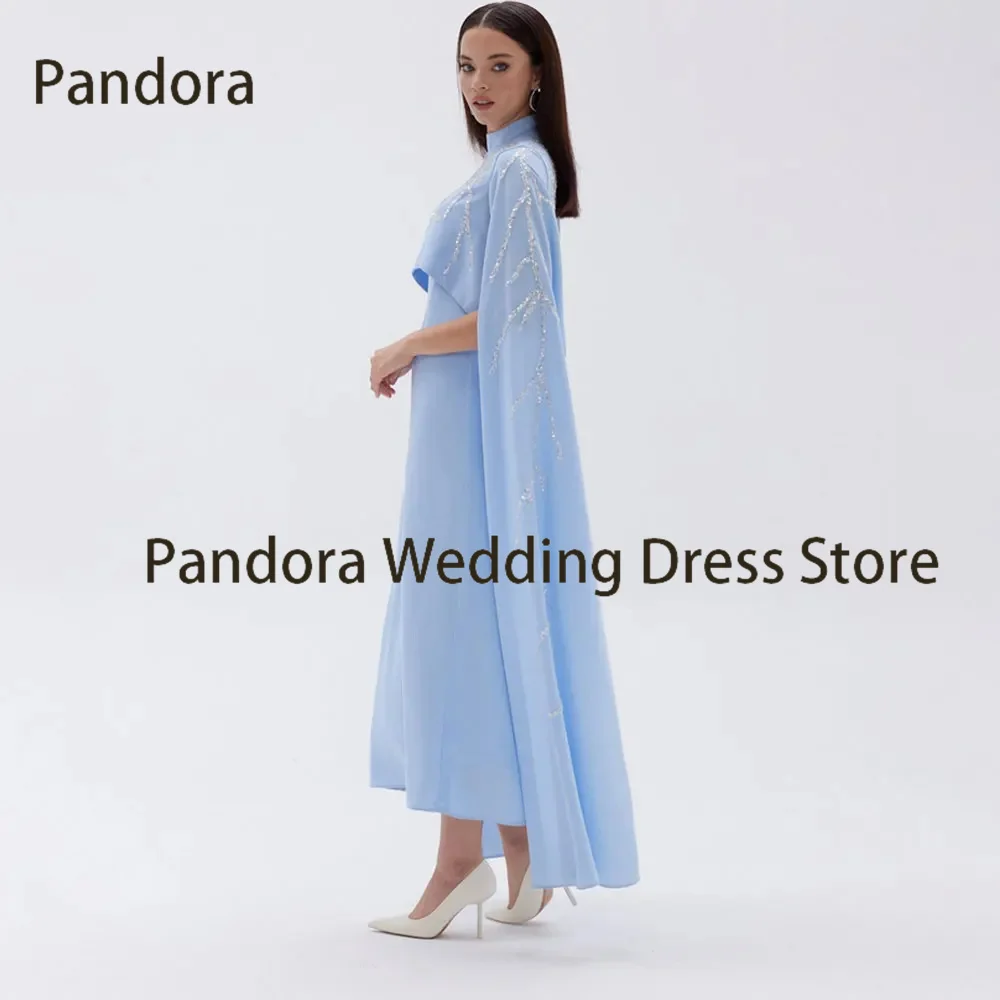 

Pandora High neck,ankle-length ball Evening gown with Crystal,long sleeve and A-line Dubai Women's Birthday party formal dress