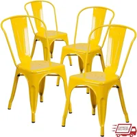 Luke Commercial Grade 4 Pack Yellow Metal Indoor-Outdoor Stackable Chair 1