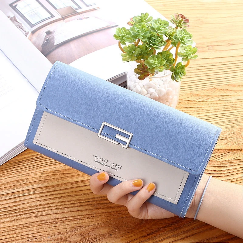 2024 New Women's Wallet Fashionable High end Handheld Bag Long Three fold Wallet Buckle Multi Card Zero Wallet
