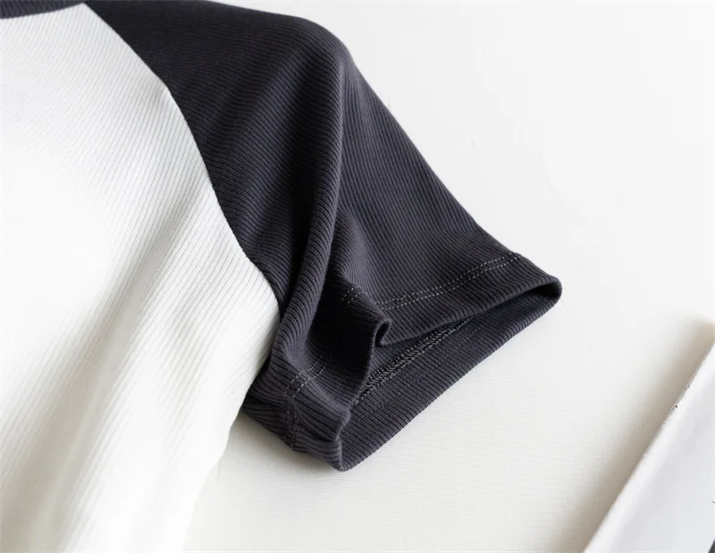 Casual Brust Pad Nachtwäsche T-shirt Für Frauen Kurzarm Patchwork Farbe Ein Stück Pyjamas Top Damen Nachtwäsche Schlaf Hemd – Detail 18