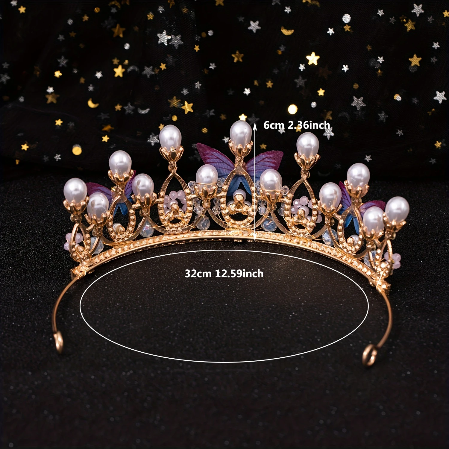 1pc Bride Headdress Handmade Pearl Butterfly Princess Hair Band Party Prom Queen Crown Hair Accessories