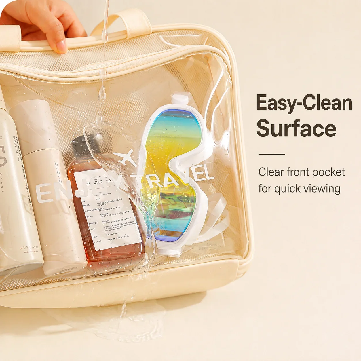 Spacious All-in-One Toiletry and Travel Tote with Transparent Organizer and Shoe Compartment