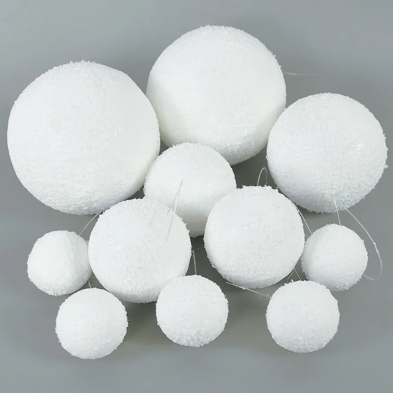 White Foam Christmas Balls Ornaments for Xmas Tree Hanging Pendant Ball Holiday New Year Wedding Party Home Decoration Supplies