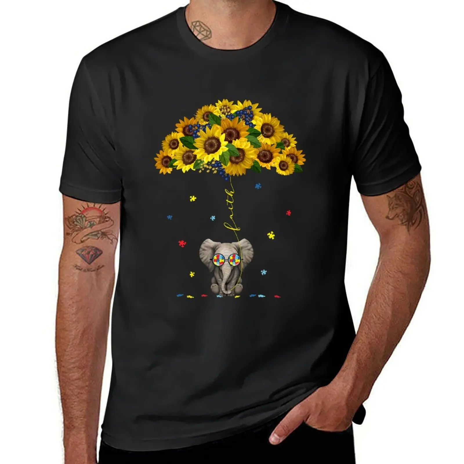 

Best Umbrella Sunflower Elephant Autism Support Shirt Faith Awareness Month T Shirt T-Shirt new edition summer top men t shirt
