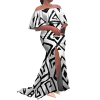 Factory Wholesale Custom Hawaii Ladies Fishtail Dress and New Zealand Dresses Ruffle Off the Shoulder Split Mermaid Maxi Dress - Image 5