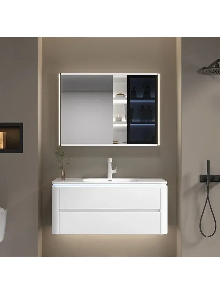 *White Bathroom Cabinets Mirror With Smart Mirror Ceramics Washbasin Vanity Bathroom Cabinets Narrow Room Furniture