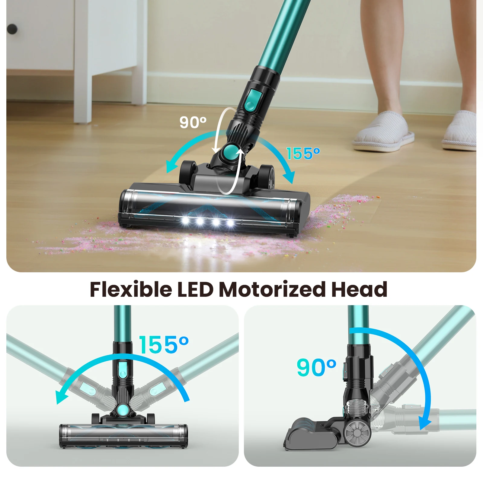 N3T Cordless Stick Vacuum 6 in 1 Handheld Vacuum Cleaner with LED Brush 40 Mins Runtime Self Standing for Pet Hair Hard Floor Carpet 5