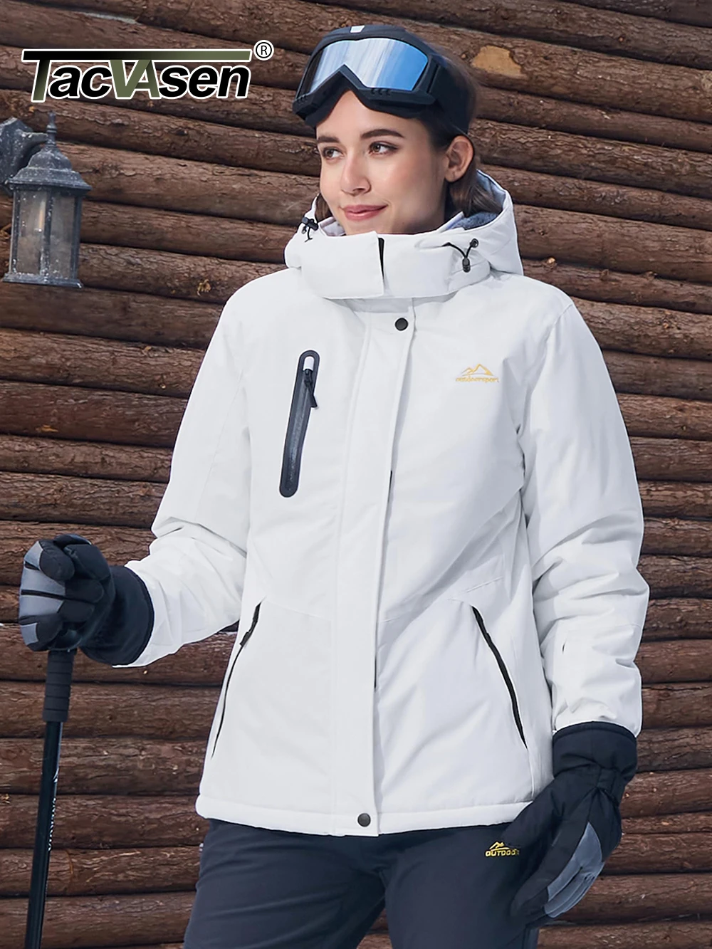 TACVASEN Womens Winter Thermal Jackets Warm Fleece Lined Waterproof Jacktes Snow Ski Hood Coat Mountain Snowboarding Windbreaker