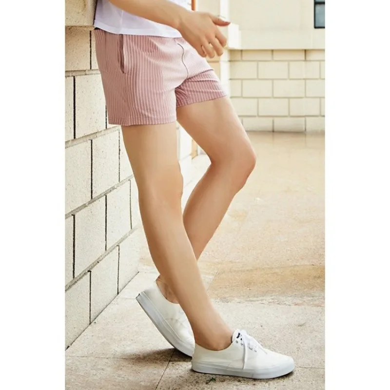 Outdoor Sex Open Crotch Striped Cotton Shorts Men's Sports Running Fitness Jogger Sweatpants Y2k Mini Short Pajama Trunks Pants