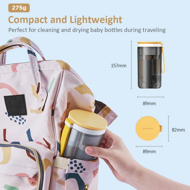 Portable Baby Bottle Brush Kit Travel Feeding Bottle Cleaning Set with  Magnetic Drying Rack/ Soap Dispenser/ Storage Cup