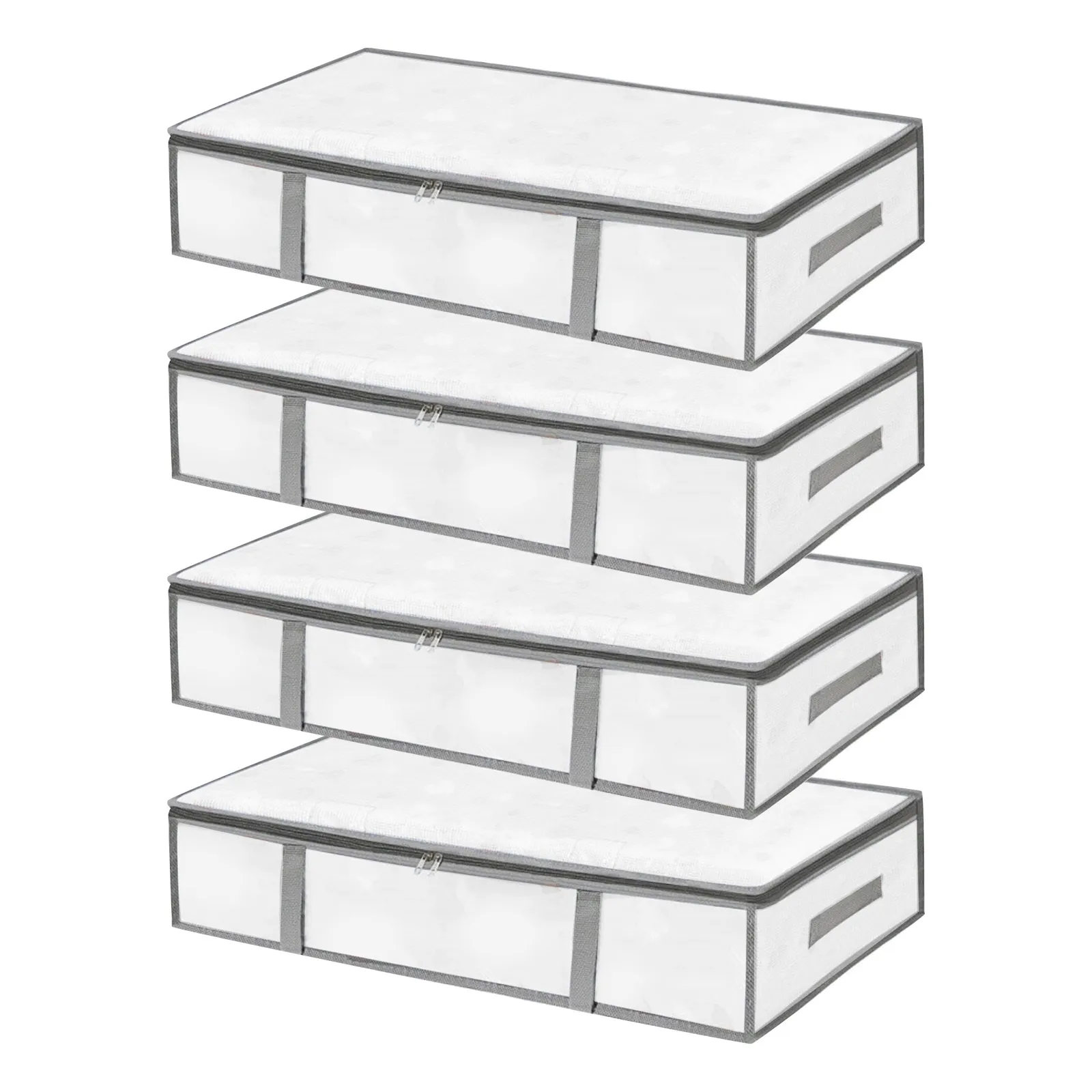 4/8pcs Under Bed Storage Boxes Plastic Storage Box Closet Organizers And Clothing Storage Bags With Premium Transparent Plastic 2