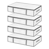 4/8pcs Under Bed Storage Boxes Plastic Storage Box Closet Organizers And Clothing Storage Bags With Premium Transparent Plastic 2