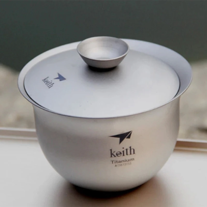 Keith Titanium Kung Fu Tea Set Portable Outdoor Camping Tableware Teapot Teacups Hiking Leisure Travel Teaset Gaiwan 6pcs 4