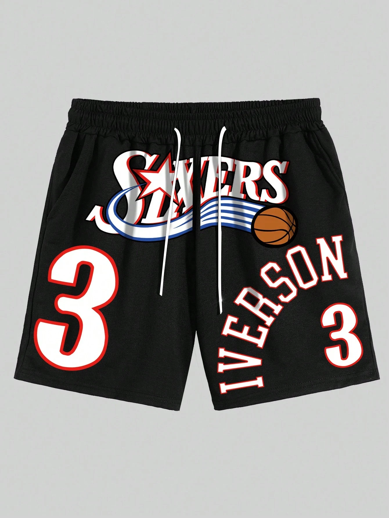 Men's Loose Fit Casual Basketball & Text Printed Sweat Shorts Streetwear Men's Beach Pants Dust Proof Hawaii Shorts Casual Short