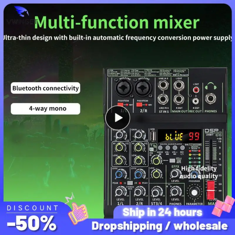 Manchez 미니 4 채널 사운드 카드 믹서, USB 콘솔, DJ 노래방, 스마트폰 전문 컴퓨터 녹음, 48V