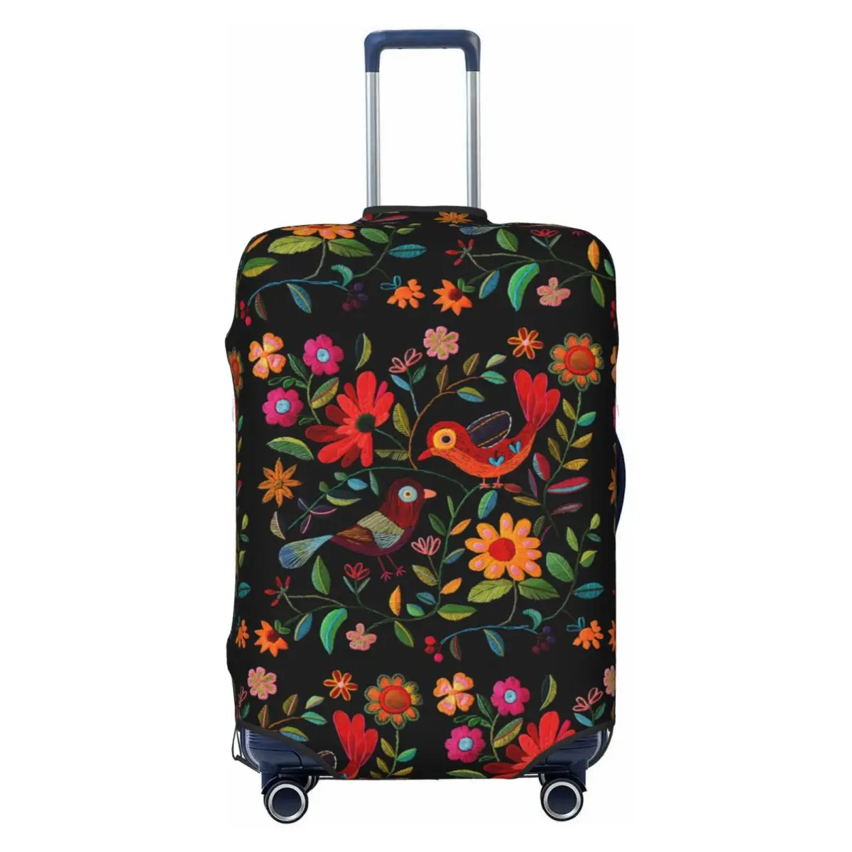 Mexican Otomi Art Birds Flowers Suitcase Cover Elastic Travel Luggage Covers for 18-32 inch