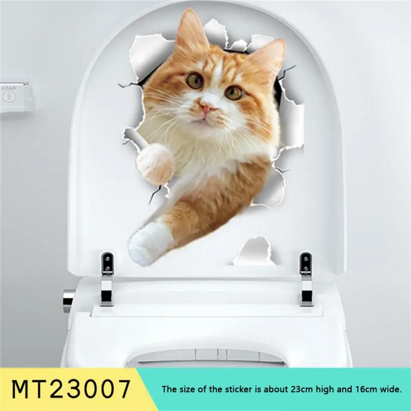 New Cartoon Toilet Sticker Toilet Bathroom Waterproof Self-adhesive Paper Cute Cat Expression Sticker 1/2/3PCS
