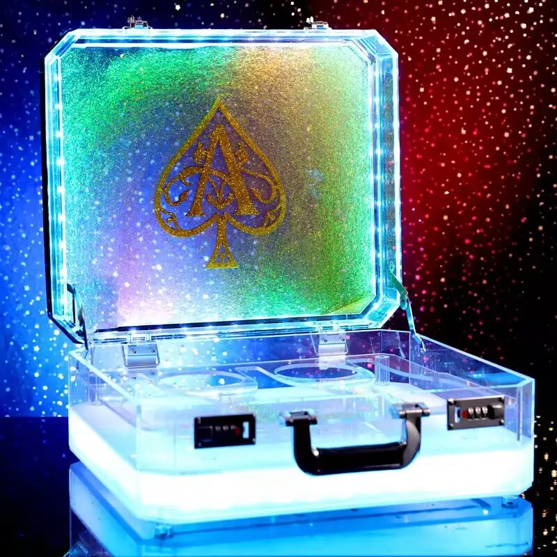 3 bottles Ice Rock Ace of Spade LED Luminous Champagne Cocktail Wine Box Whisky Carrier Case VIP Bottle Presenter Suitcase
