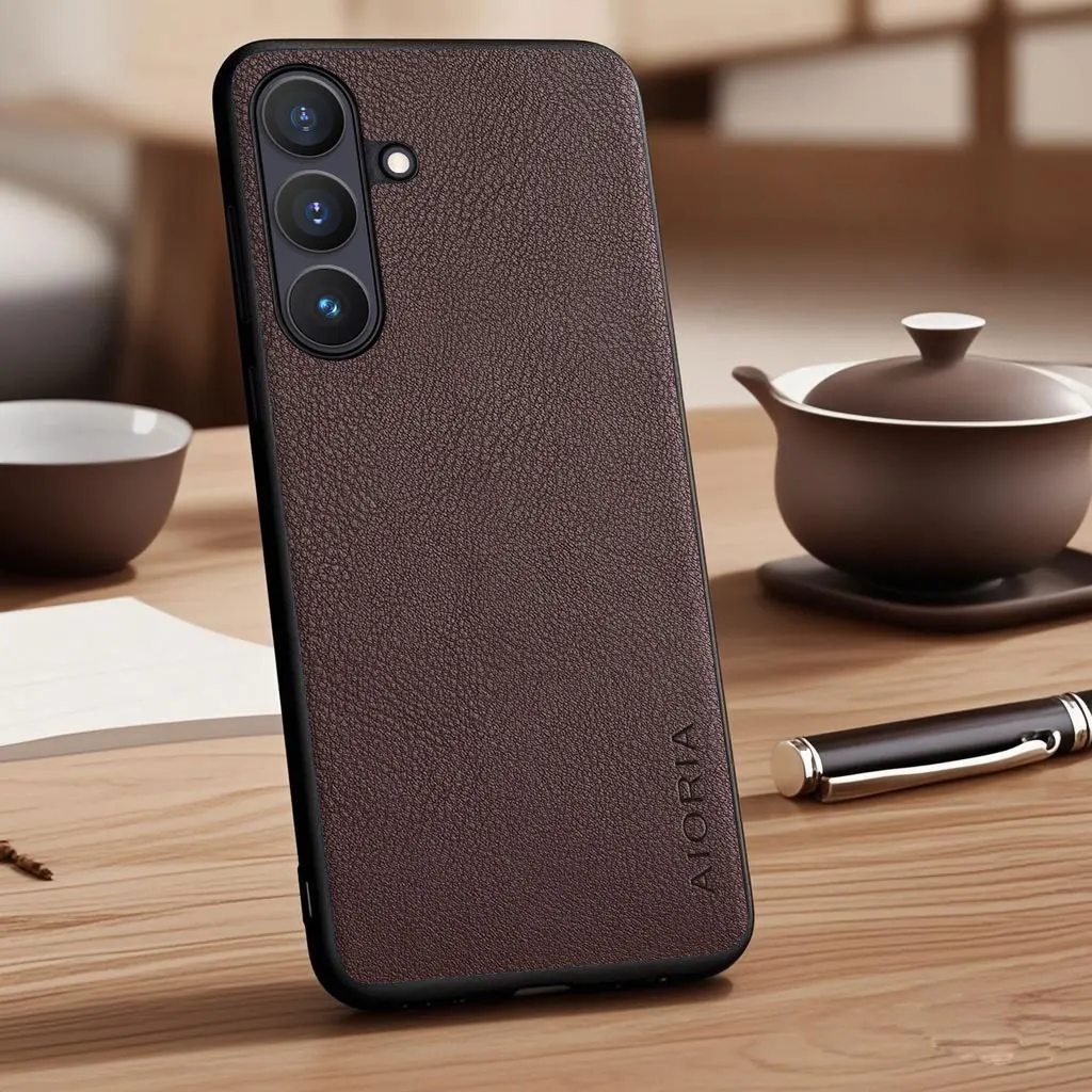 Elegant Vegan Lychee Pebbled Leather Phone Case - Premium Protective Cover