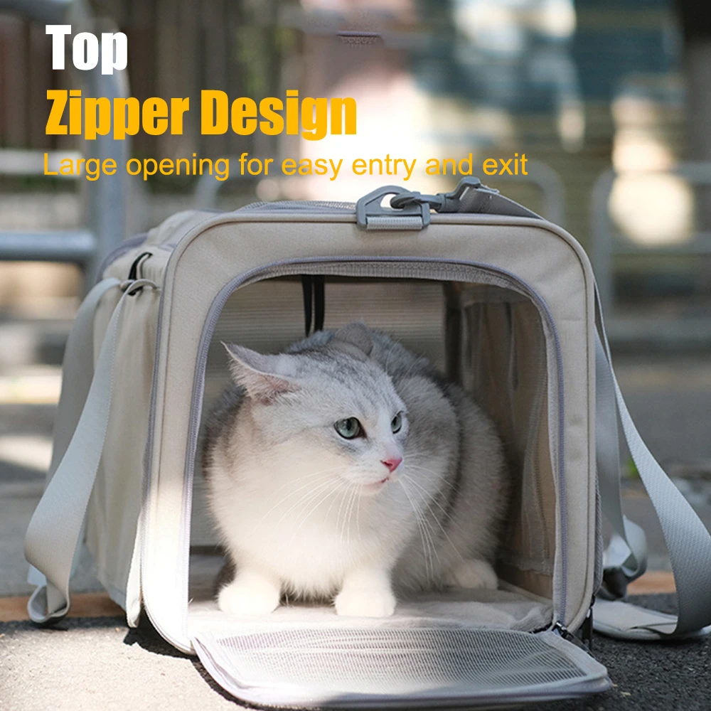 Cat Carrier Bag Portable Foldable Pet Carrier for Small Cats and Dogs with Large Opening Breathable Hands-Free Bag for Travel