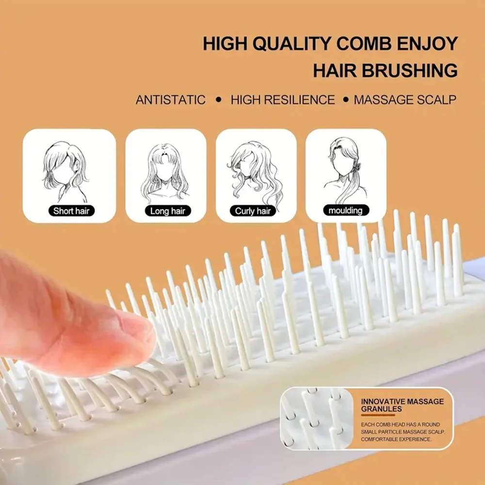 Self-Cleaning Massage Airbag Comb Straight Hair Comb Rotation Handles Cleaning Hair Loss Anti-Static Hairbrush Comb Women Girls 2