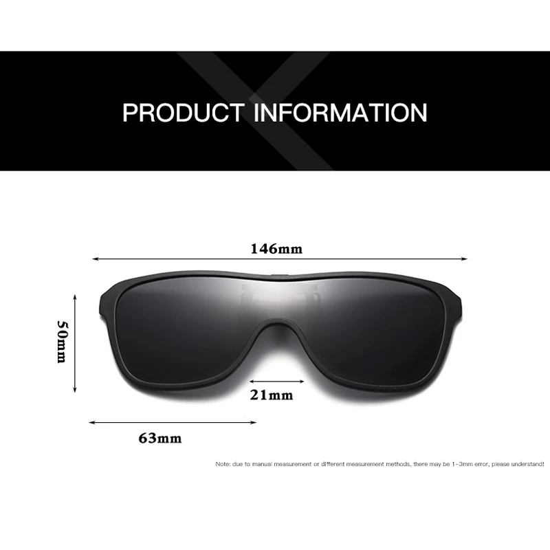 Trendige Clip-On-Sonnenbrille mit großem Rahmen für Herren, polarisierte, hochklappbare Sonnenbrille, fahrergeeignet, Spiegelglas, blau-rot polarisierende Gläser – Detail 4