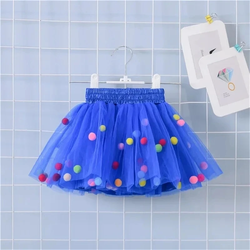  멀티 컬러풀 얇은 명주 그물 투투 스커트, 폼폼 공주 미니 원피스, 어린이 의류, 여아 의류, 2024 신상
