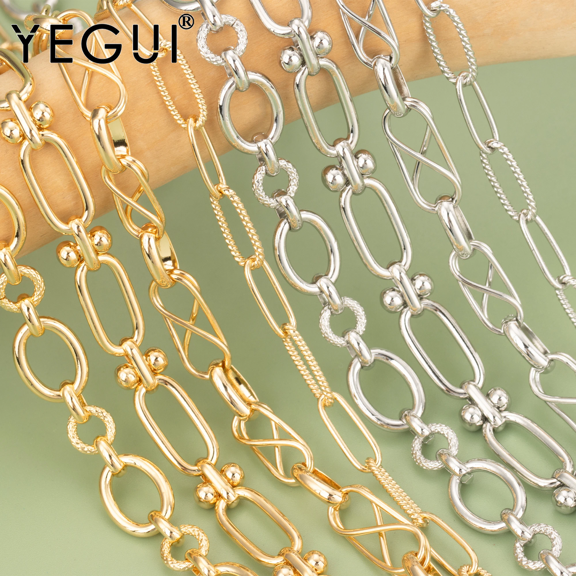 

YEGUI C169,diy chain,18k gold plated,0.3microns,copper metal,rhodium plated,charms,jewelry making,diy bracelet necklace,1m/lot