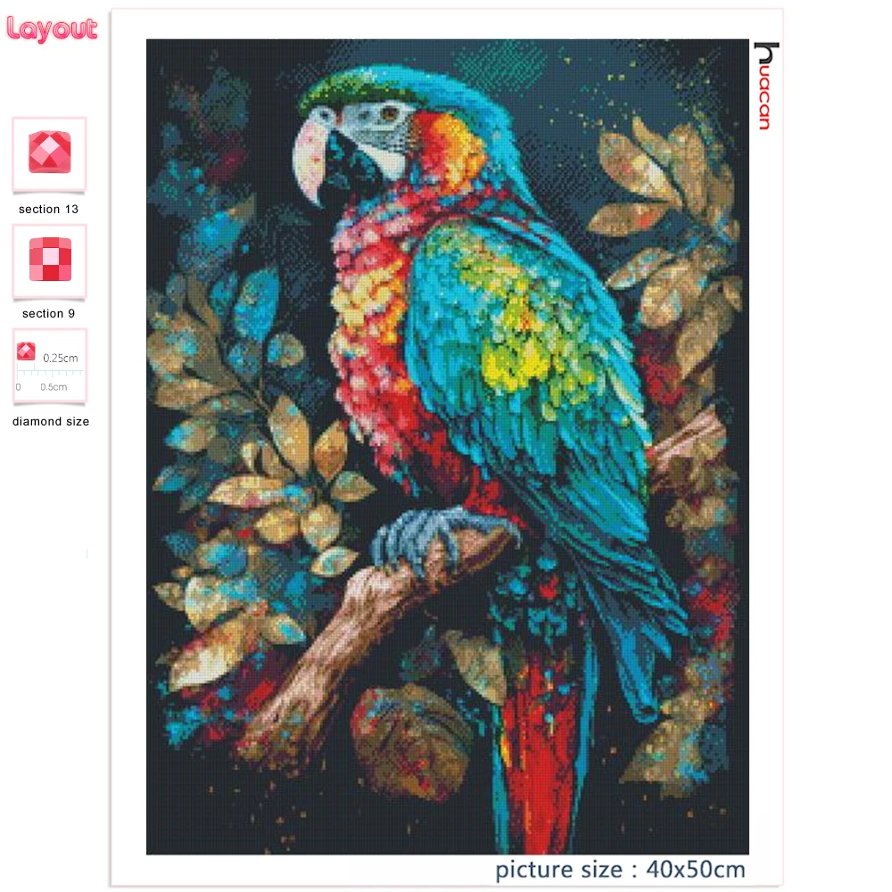  Huacan Parrot Diamond Painting Kits for Adults Full