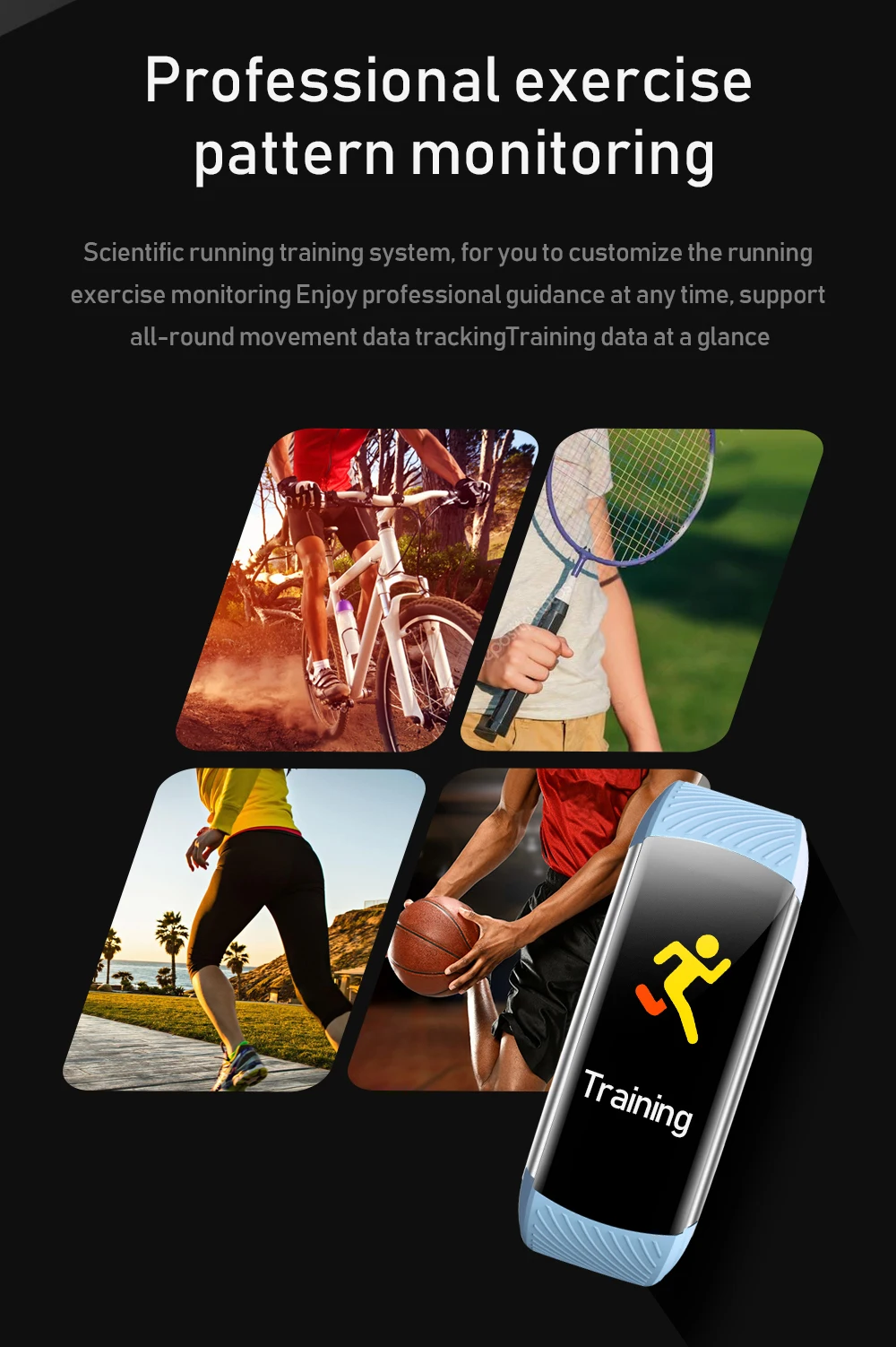 C5S Smart Bracelet IP67 Support Heart Rate Blood Pressure Blood Oxygen Measurement Call Reminder 3 Sports Modes For Men Women