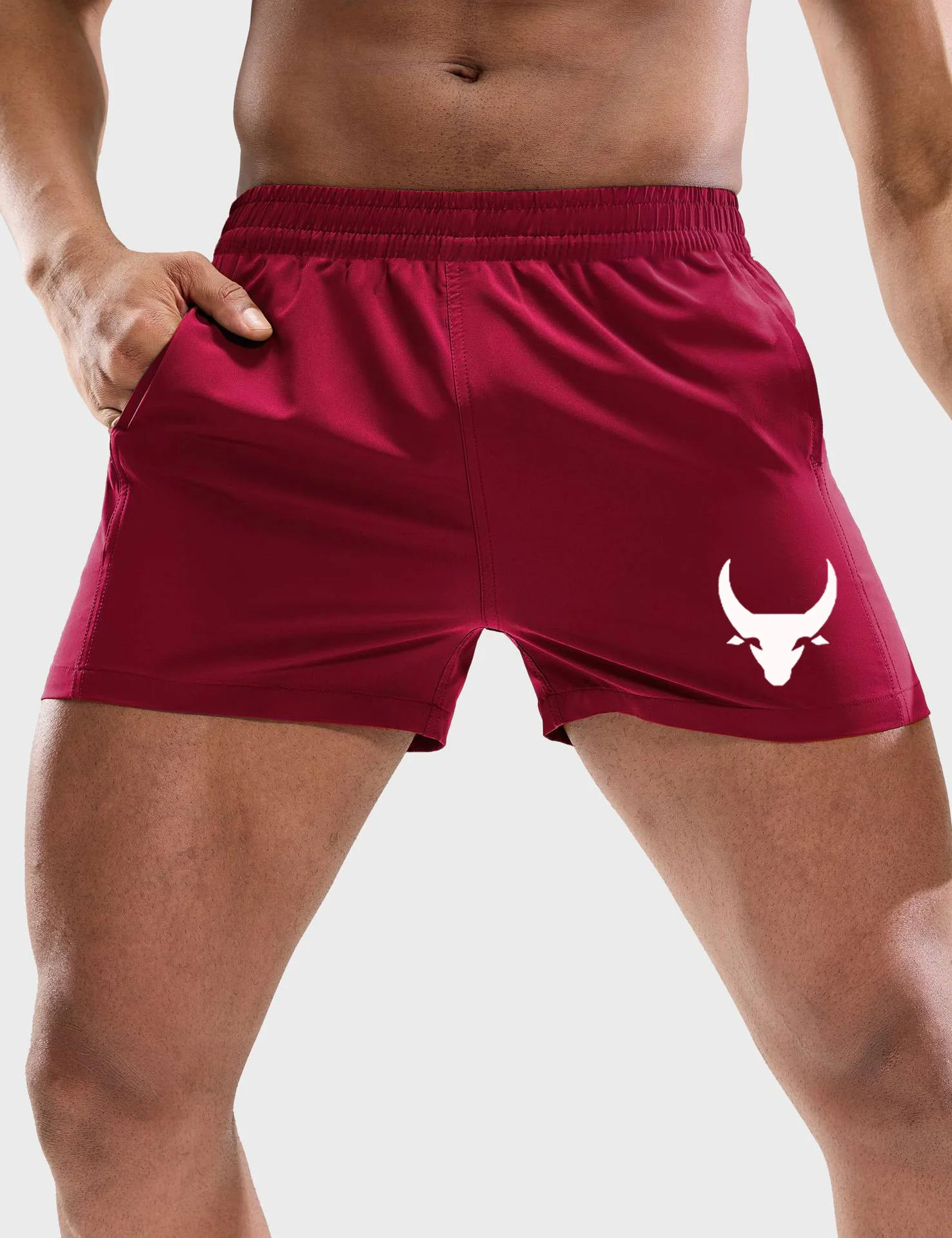 Summer men's sports bullhead shorts with zippered pockets, suitable for running and fitness, breathable quick drying shorts 4