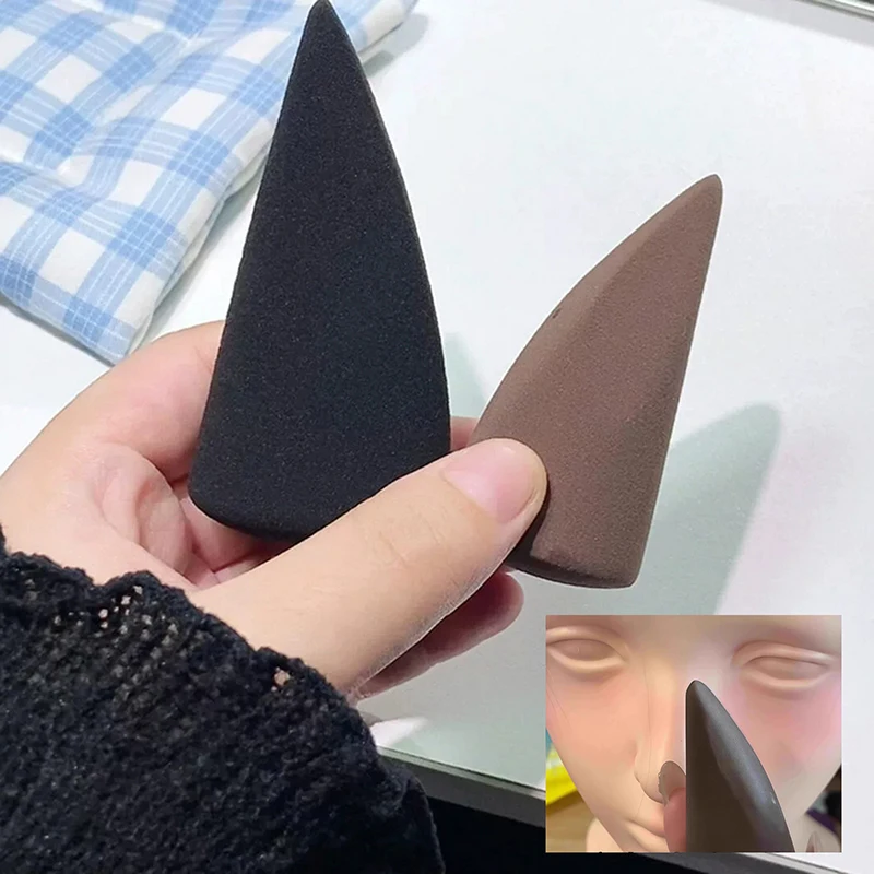 1/2PCS 블랙 브라운 습식 및 건식 사용 소프트 스펀지 파우더 퍼프 정밀 메이크업 스펀지 손가락 끝 화장품 퍼프 사용하기 쉬운 도구