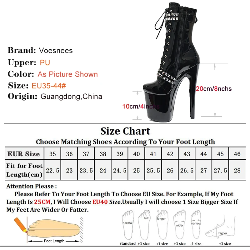 20cm/8Inchs Thin Heels Ankle Boots Platforms Women Shoes Belt Buckle Punk Woman Crossdresser Boots Nightclub Pole Dance Shoes
