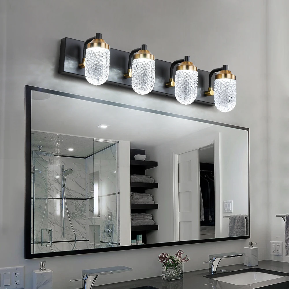 4 Light Bathroom Light Clear Glass Modern Bathroom Dressing Lamp Wall for Mirror Living Room Cabinet Bedroom Porch
