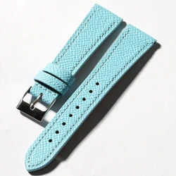 Handmade Blue Genuine Leather Vintage Watchband with Quick Release - 21mm (B silver buckle)